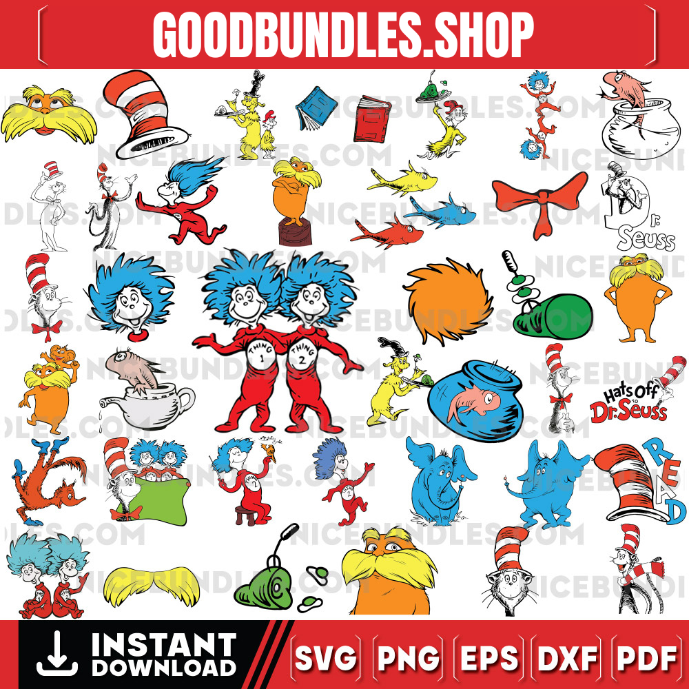 Dr Seuss Svg, Cat In The Hat SVG, Dr Seuss Hat SVG, Green Eggs And Ham Svg, Dr Seuss for Teachers Svg, Cricut, Thing Svg