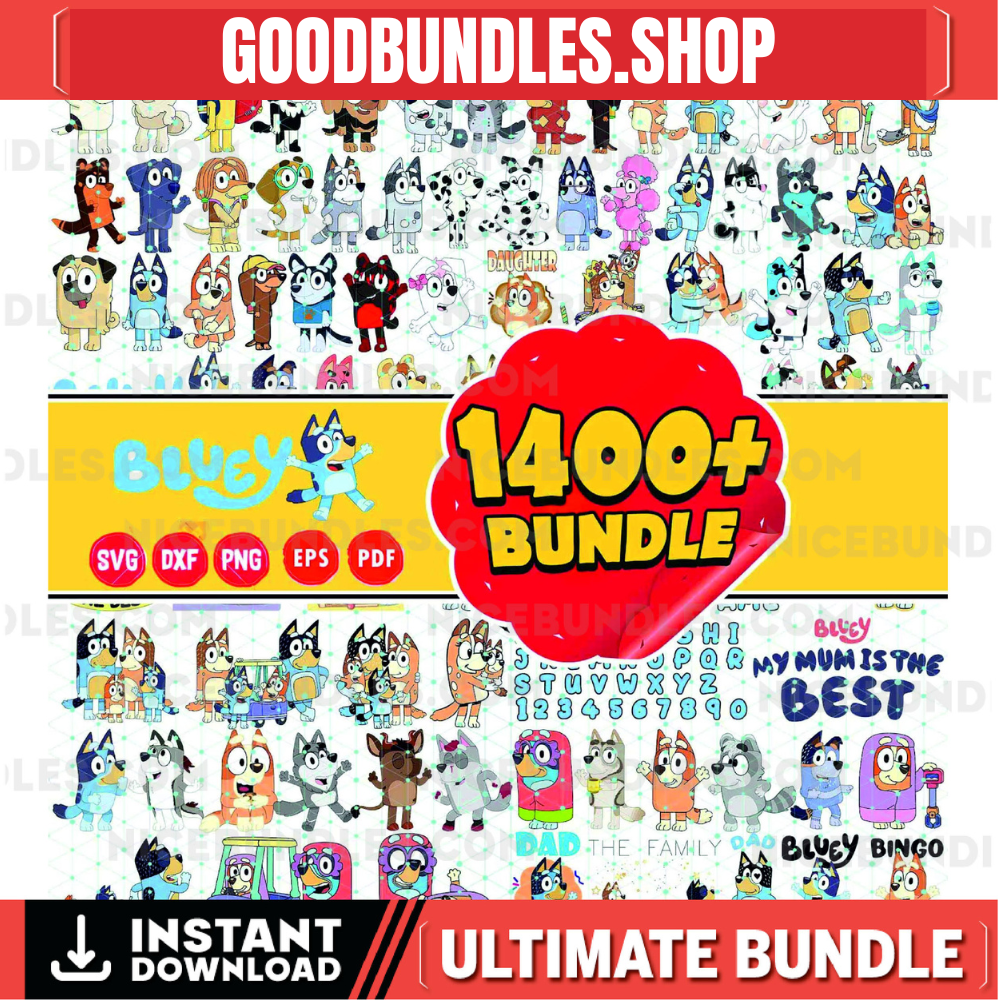 Blue Dog and Friends Svg,Easy to use,Cartoon Characters Cliparts,Layered Svg by colors,Transparent Png,Cut files for Cricut,Blue Dog Birthda