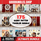 175 Mega Design Harry Potter Tumbler Bundle Sublimation PNG, Wiz ard Tumbler Wrap PNG, Witch Movies 20 Oz Tumbler Wrap Digital Download