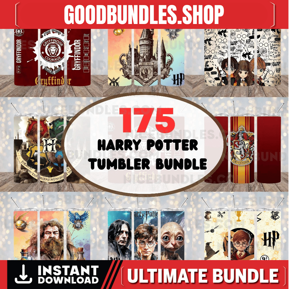 175 Mega Design Harry Potter Tumbler Bundle Sublimation PNG, Wiz ard Tumbler Wrap PNG, Witch Movies 20 Oz Tumbler Wrap Digital Download