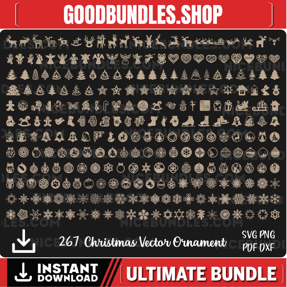 CNC Christmas Vector Files Bundle Vector cdr dxf svg for laser cut cnc Plasma Cricut Silhouette digital files