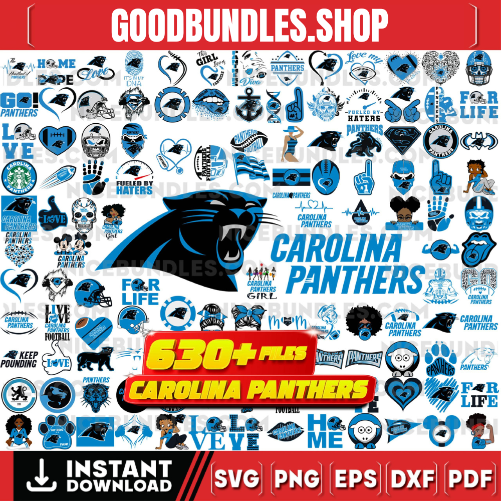 630 Files Carolina Panthers Team Bundle Svg, Carolina Panthers svg, NFL Teams svg, NFL Svg, Png, Dxf, Eps, Instant Download