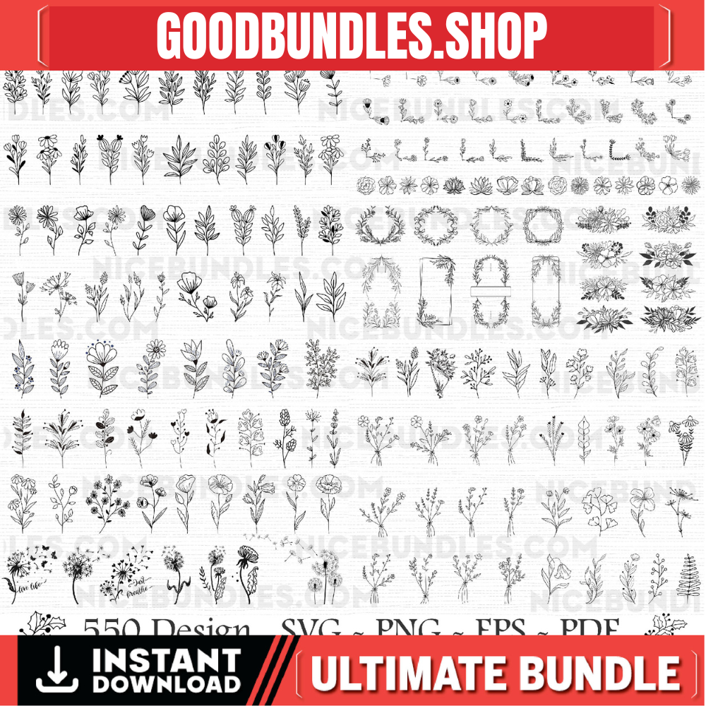 550+ Wildflower SVG Bundle Wildflower Vector Wildflower Silhouette Wildflower Clipart Wildflower Cut file Birth flowers SVG files for cricut