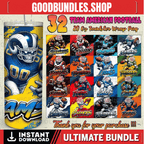 32 Team American Football Tumbler PNG Sublimation Designs, Football Mascot 20oz Skinny Tumbler Wrap PNG, Football Png Digital Download, NFL Tumbler