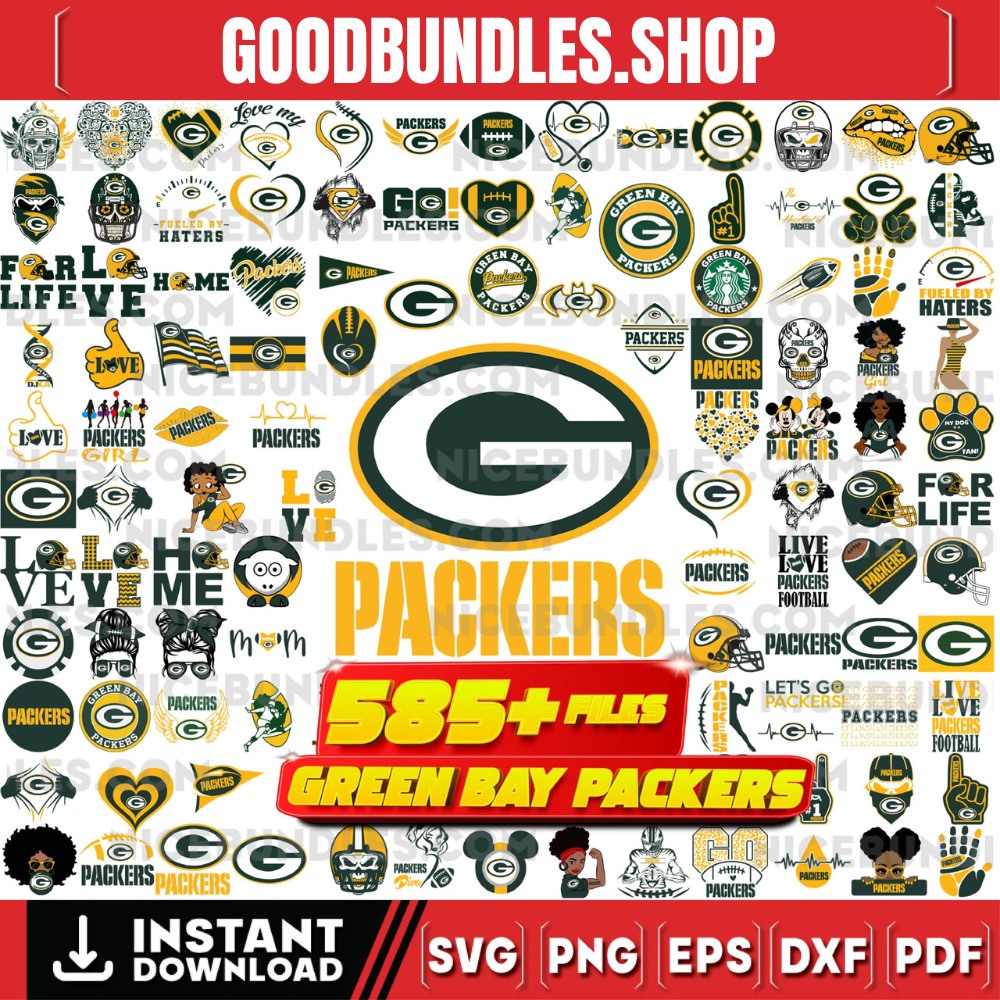 585 Files Green Bay Packers Team Bundle Svg, Green Bay Packers svg, NFL Teams svg, NFL Svg, Png, Dxf, Eps, Instant Download