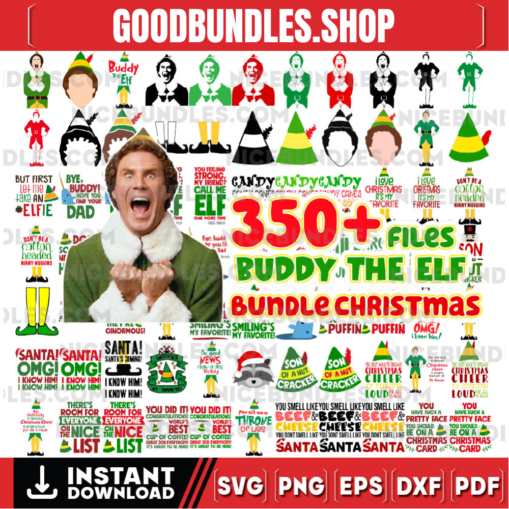 350+ Files Christmas svg Bundle Buddy the Elf svg, Mega Bundle – Layered Design – Vector Files – SVG for Cricut – PNG, Instant Download
