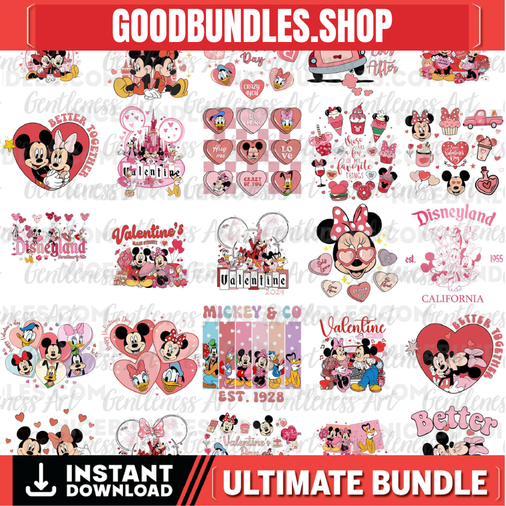 Valentine Png Bundle, Mouse And Friends Valentine Png, Magical Heart Valentines Png, Happy Valentine’s Day Png, Cute Valentine Sublimation