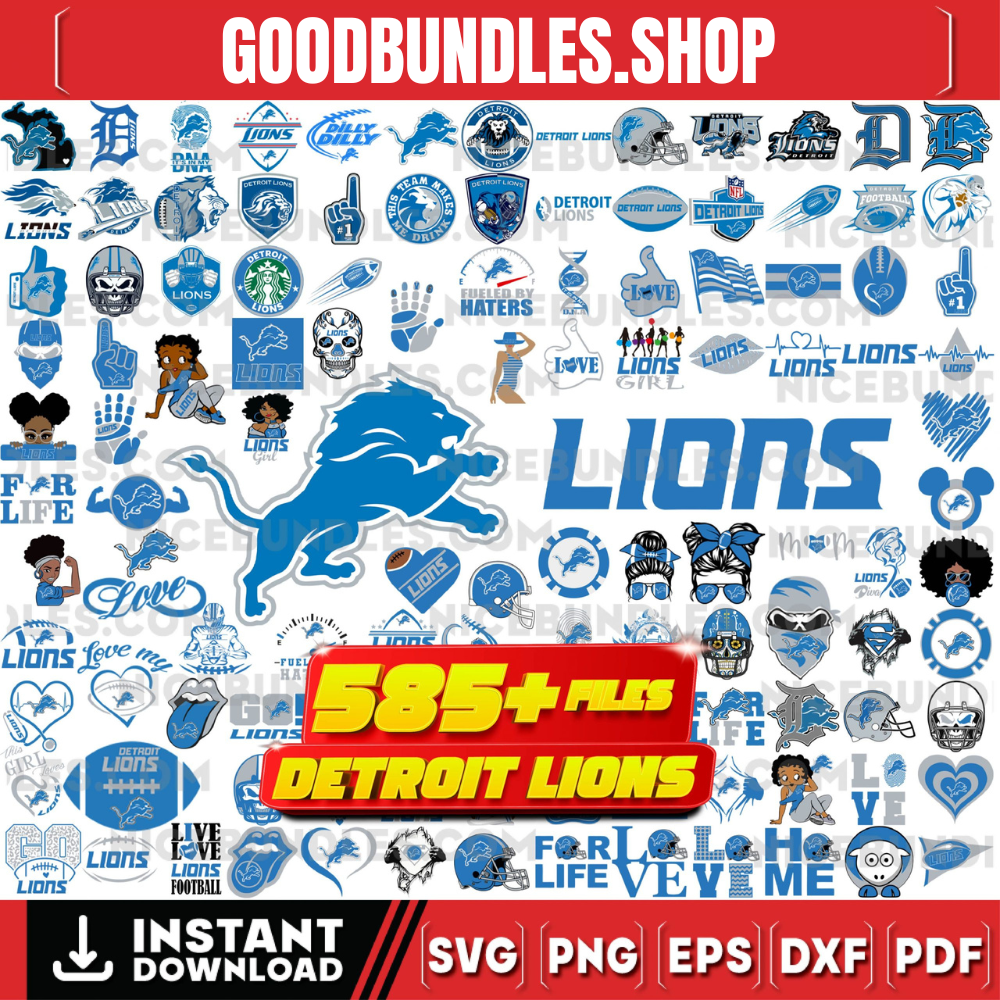 585 Files Detroit Lions Team Bundle Svg, Detroit Lions Svg, NFL Teams svg, NFL Svg, Png, Dxf, Eps, Instant Download