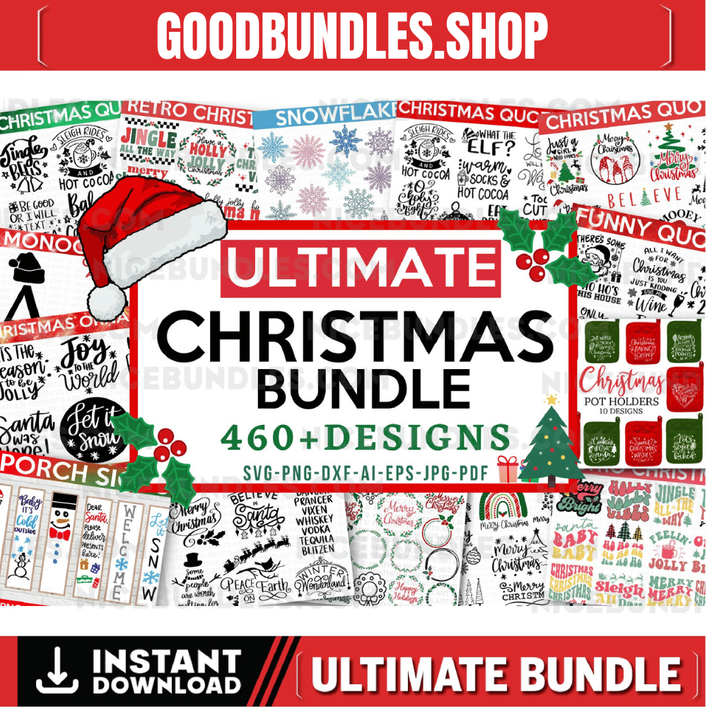 CHRISTMAS ULTIMATE BUNDLE, 460 Designs, Heather Roberts Art Bundle, Christmas svg, Winter svg, Holidays, Cut Files Cricut, Silhouette