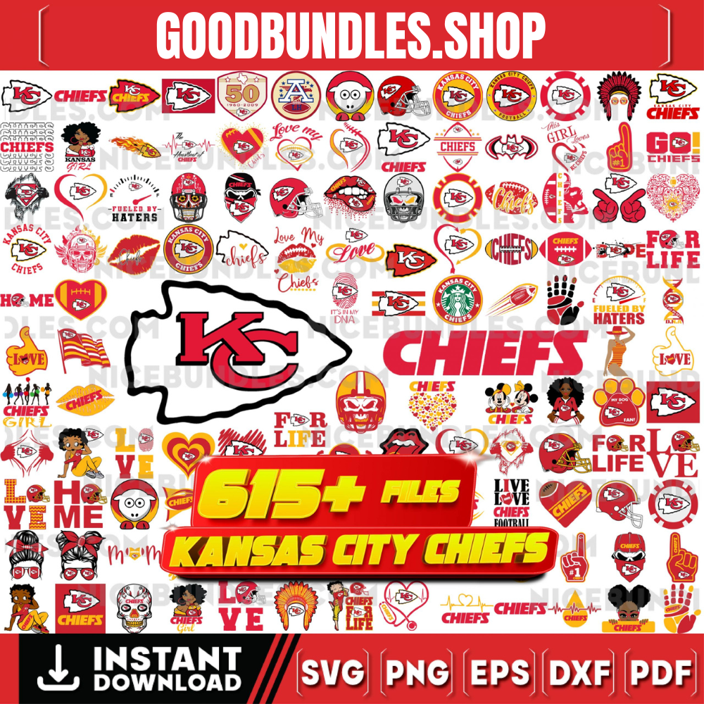 615 Files Kansas City Chiefs Team Bundle Svg, Kansas City Chiefs svg, NFL Teams svg, NFL Svg, Png, Dxf, Eps, Instant Download