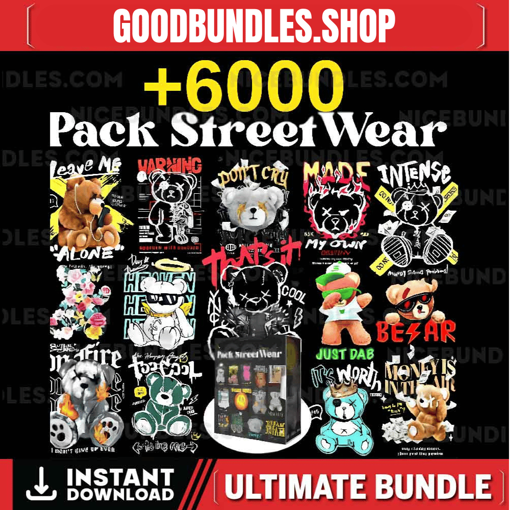 6000 + Latest Streetwear Bundle | AI,PNG,SVG Tshirt Bundle | T-Shirt Print Design | Hip Hop T-Shirt | Pop Culture | T-Shirt Pod Design