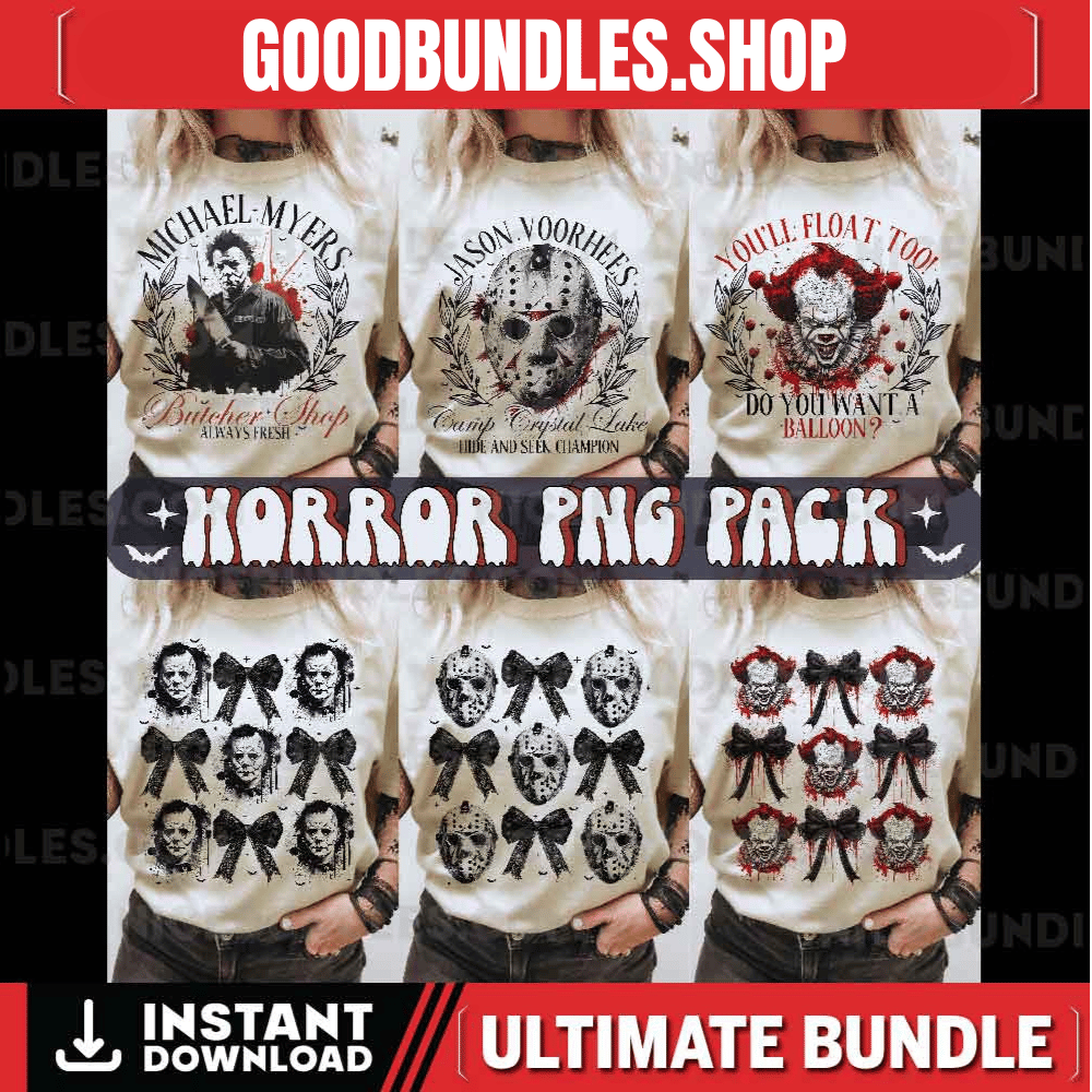 Halloween Bundle png, Coquette Bow Halloween png, Halloween png, Horror movies png, Spooky Season png, Gothic png, Sublimation png designs