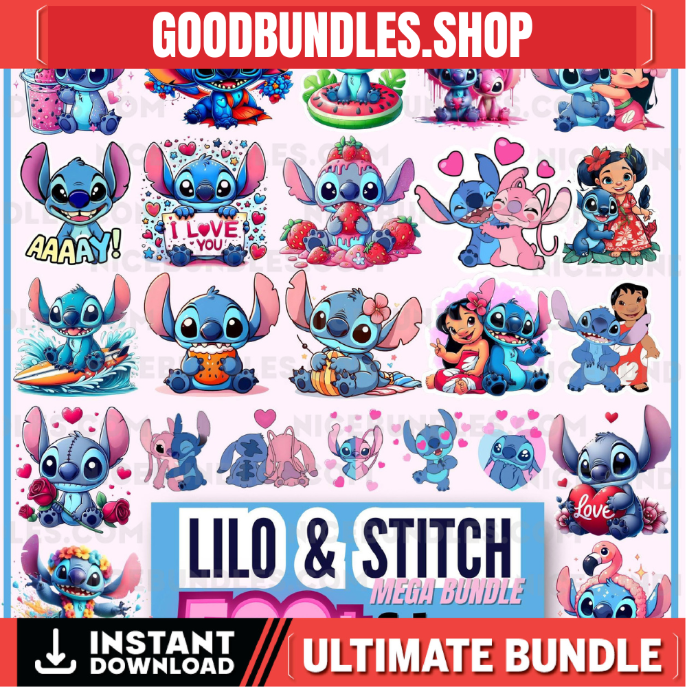 500+ Lilo and Stitch SVG Bundle, Lilo and stitch Sublimation, Stitch Cut Files, Stitch Clipart, Font Bundle, PNG